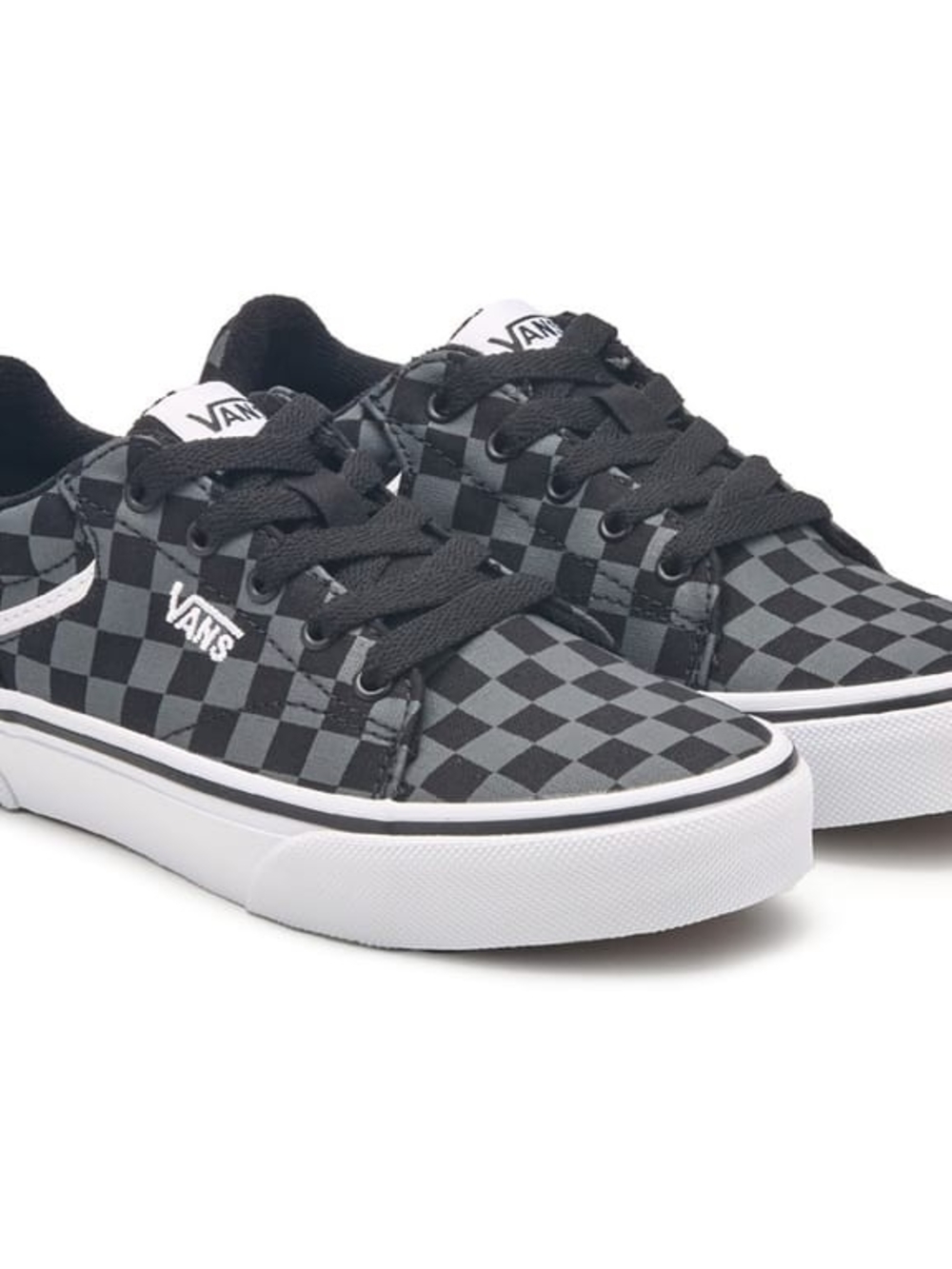 Vans Checkerboard Low-Top Sneakers in Black & Gray